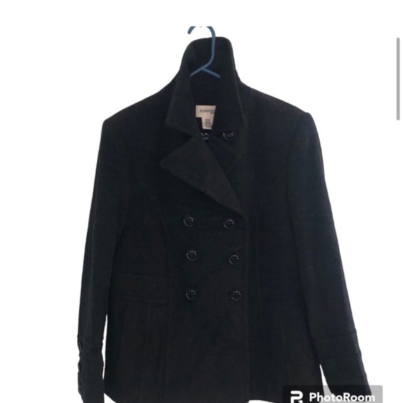 Wool Cashmere blend Tailored double breasted pea coat Size Large P - Picture 5 of 16